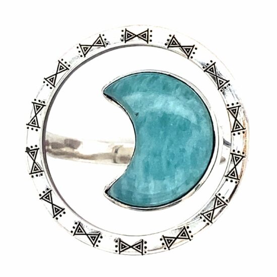 Amazonite Luna Halo Ring jewelry store suppliers sterling