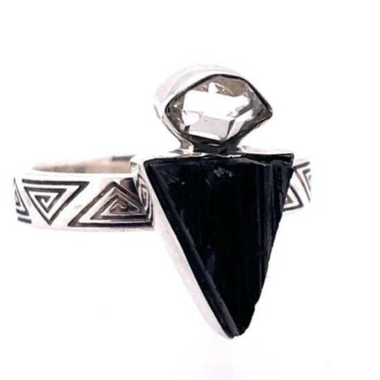 Black Tourmaline Herkimer Diamond Ring earring wholesale vendors natural stones