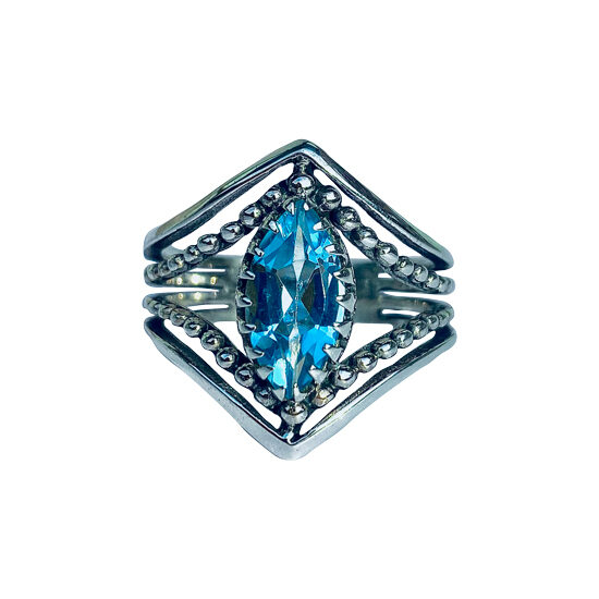 Blue Topaz Shining Knightess Ring