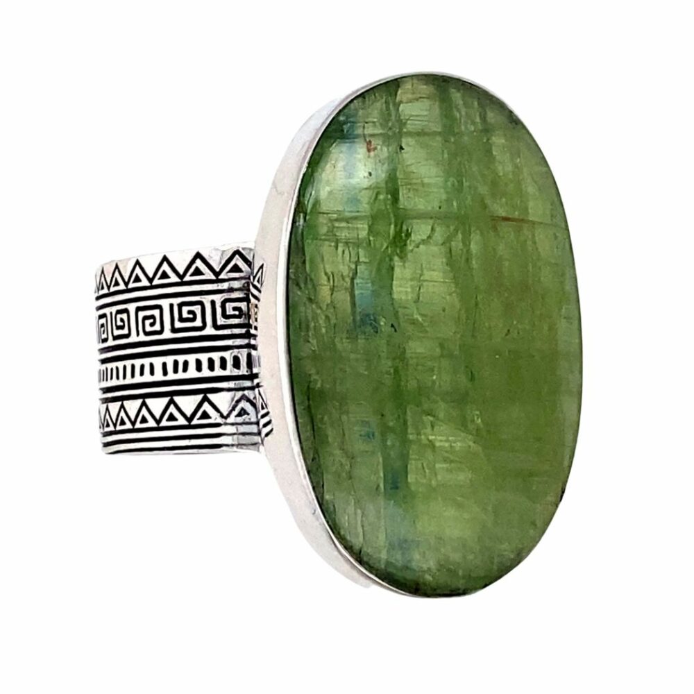 Mint Green Kyanite Sacred Tribe Unisex Ring bohemian jewelry crystal gemstones