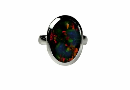 Black Lightning Australian Opal Ring exclusive designs sterling silver