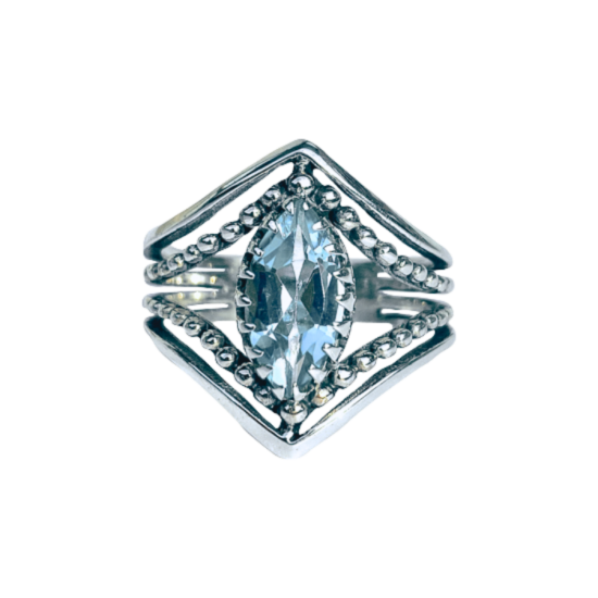 Blue Topaz Shining Knightess Ring wholesale jewelry gemstone stunning