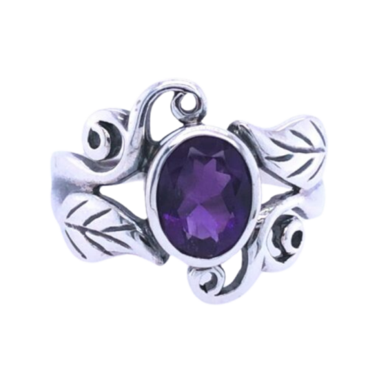 Amethyst Harmonious Swirls Ring wholesale natural gemstone sterling silver jewelry