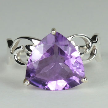 Amethyst Fancy Trillion Ring wholesale sterling silver gemstone jewelry