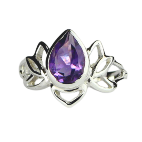 Amethyst Lotus Ring sterling silver gemstone wholesale jewelry