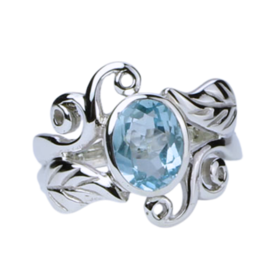 Blue Topaz Harmonious Swirls Ring wholesale natural gemstone sterling silver jewelry