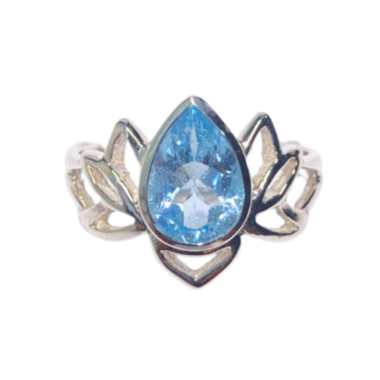 Blue Topaz Lotus Ring unique luxury wholesale jewelry