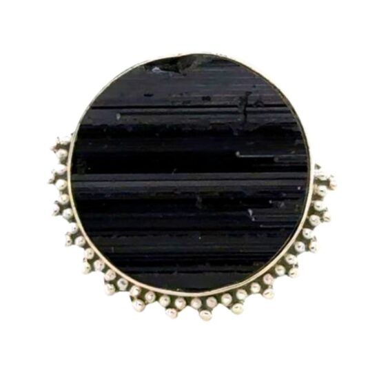 Black Tourmaline Round Soul Warrior Ring
