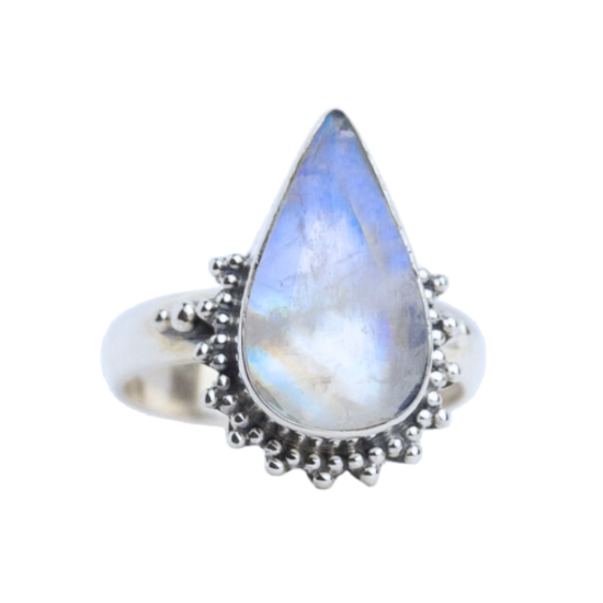 Moonstone Tribal Shine Tear Ring wholesale genuine natural gemstone jewelry