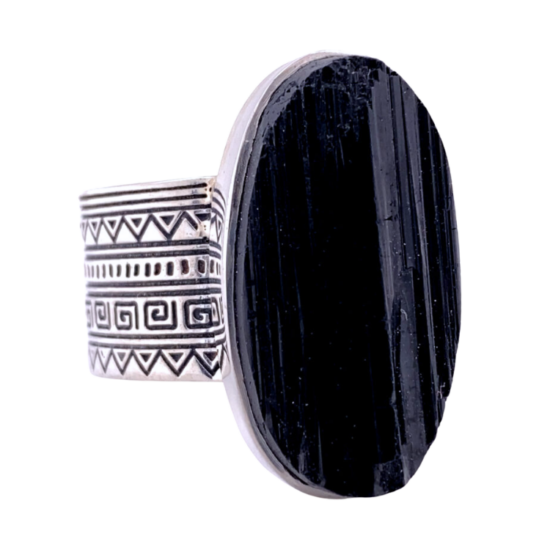 Black Tourmaline Sacred Tribe Unisex Multi Shapes Ring wholesale sterling silver unique exclusive jewelry