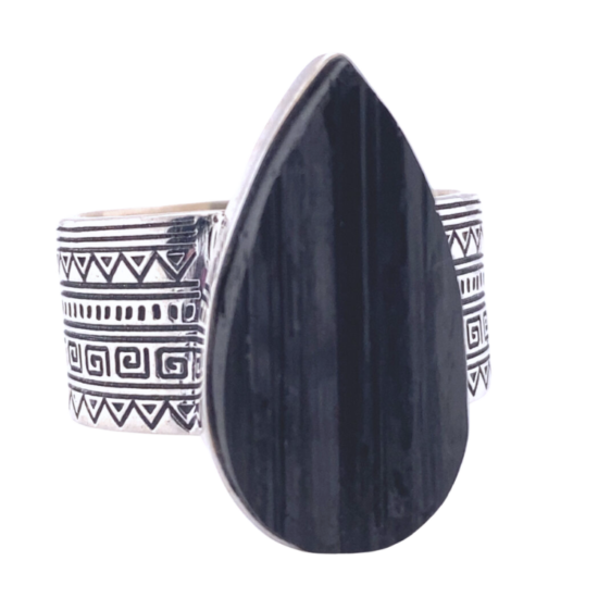 Black Tourmaline Sacred Tribe Unisex Multi Shapes Ring wholesale sterling silver unique exclusive jewelry