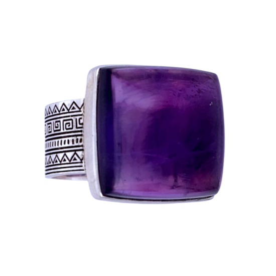 Amethyst Sacred Tribe Unisex Square Ring wholesale natural gemstone jewelry