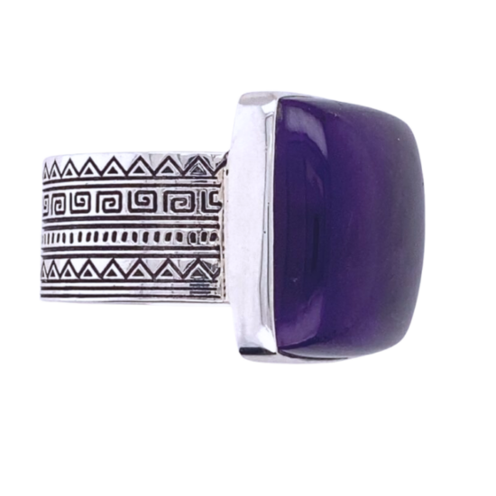 Amethyst Sacred Tribe Unisex Square Ring wholesale natural gemstone jewelry