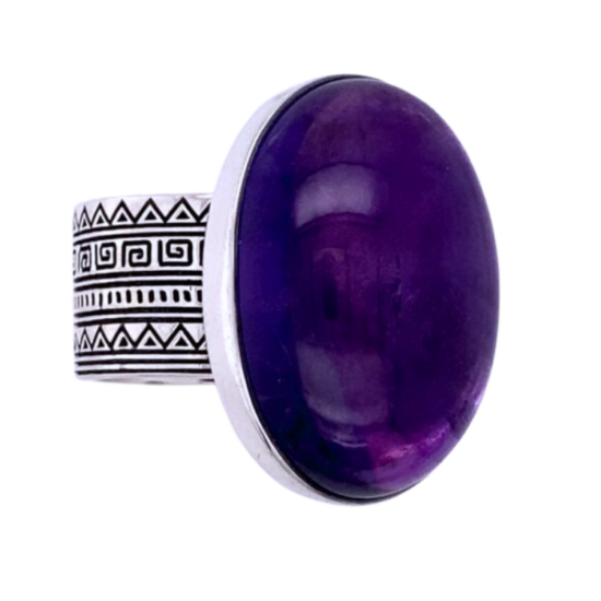 Amethyst Sacred Tribe Unisex Oval Ring necklace vendors wholesale sterling