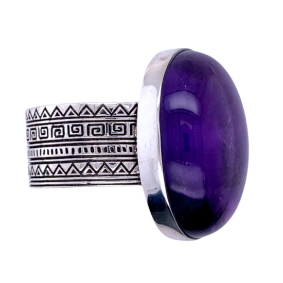 Amethyst Sacred Tribe Unisex Oval Ring wholesale USA vendor jewelry gemstones rare