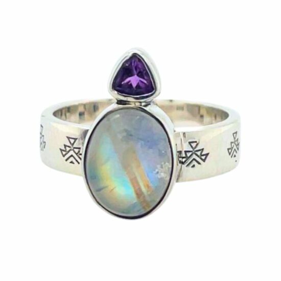 Moonstone Amethyst Lyric Ring wholesale sterling silver natural gemstone jewelry