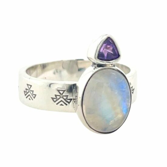 Moonstone Amethyst Lyric Ring wholesale sterling silver natural gemstone jewelry