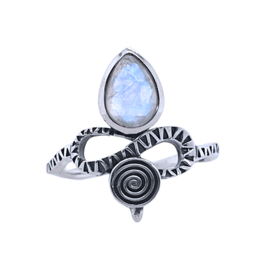 Moonstone Sacred Snake Ring wholesale sterling silver gemstone exotic jewelry