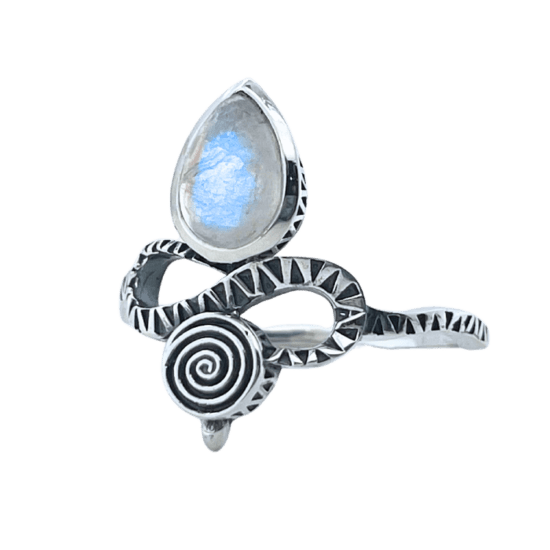 Moonstone Sacred Snake Ring wholesale vendor gemstone sterling silver USA