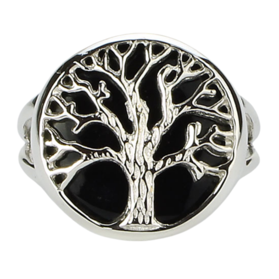 Black Onyx Tree of Life Unisex Ring real jewelry wholesale simple wholesale shopping