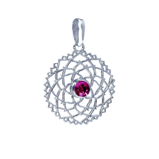 Garnet Pink Flower of Life Mandala Pendant