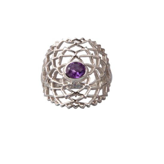 Amethyst Crown Chakra Ring jewelry store suppliers sterling silver