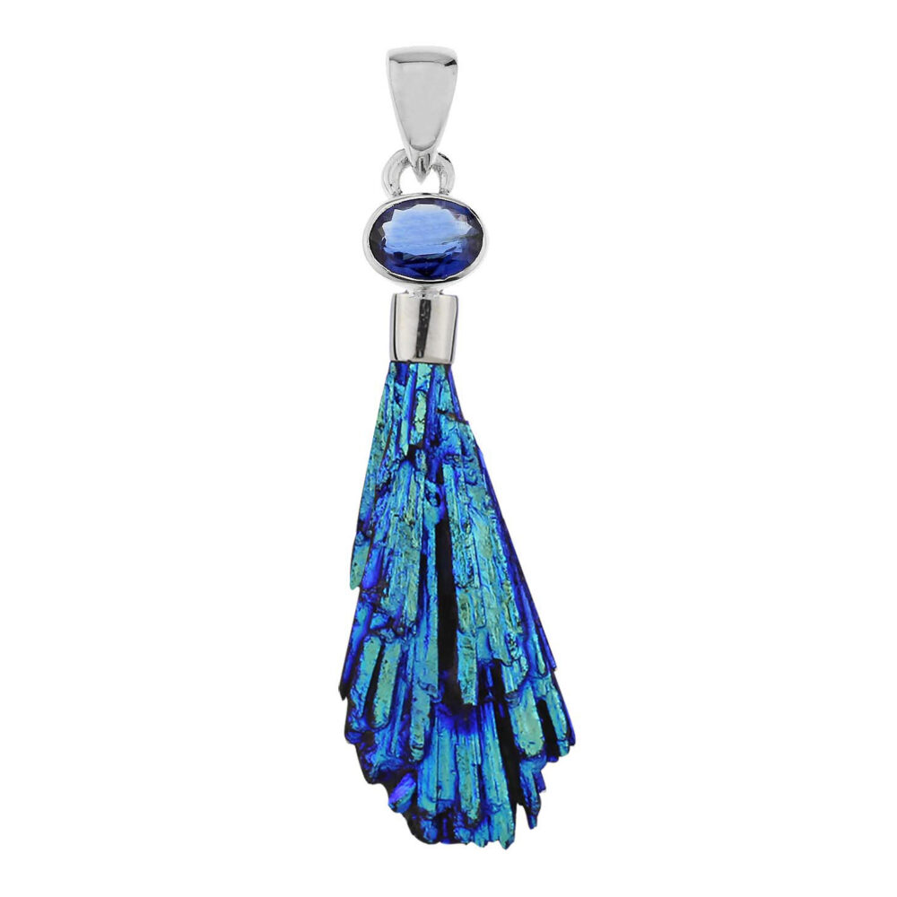 Kyanite Blue Feather Pendant sterling silver wholesale suppliers