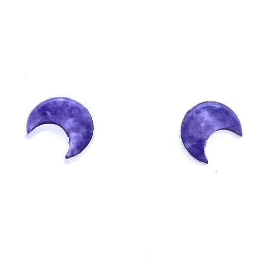 Lepidolite Purple Moon Stud Earrings