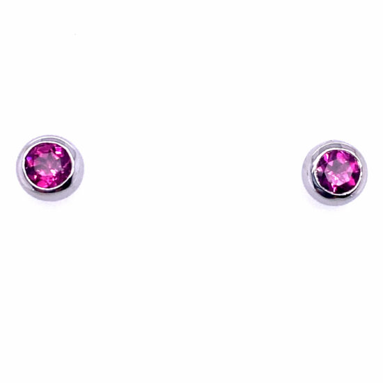 Rhodolite Pink Garnet Stud Earrings