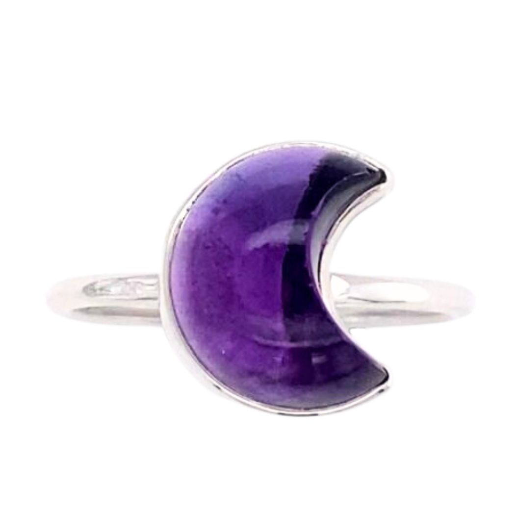Amethyst Crescent Moon Glow Ring | Wholesale Fine Sterling Silver Jewelry