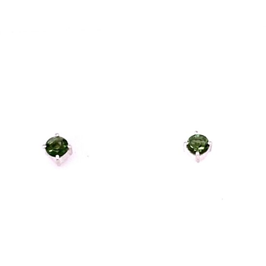 Moldavite Faceted Dainty Stud Earrings