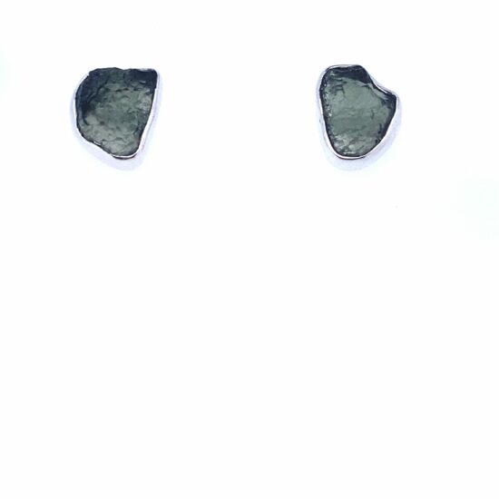 Moldavite Rough Stud Earrings