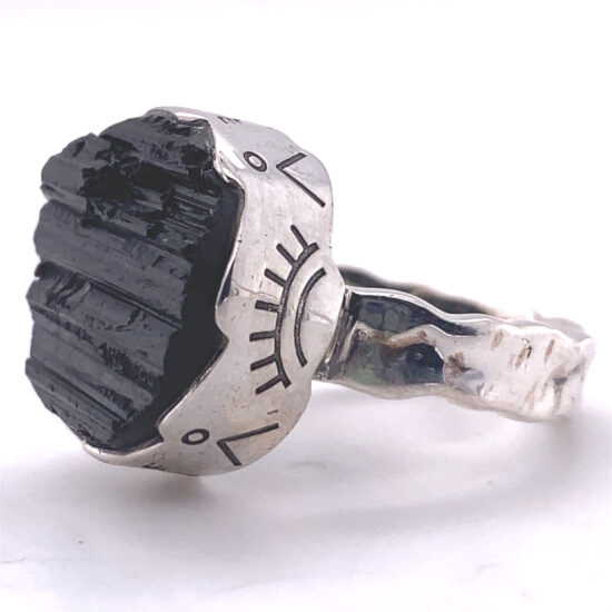 Black Tourmaline Sun Tribe Circle Ring ethically handcrafted exclusive designs