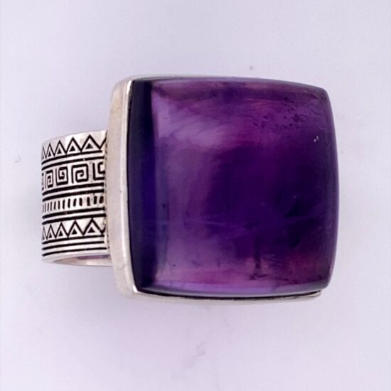 Amethyst Sacred Tribe Unisex Square Ring new age real jewelry vendors