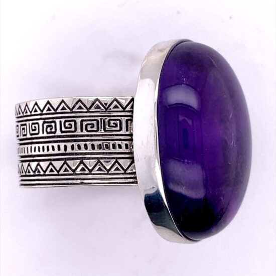 Amethyst Sacred Tribe Unisex Oval Ring