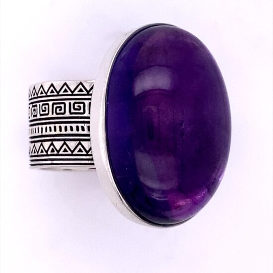 Amethyst Sacred Tribe Unisex Oval Ring