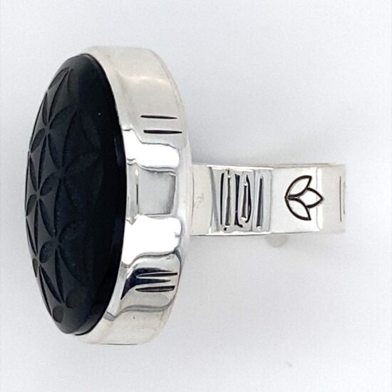 Flower Of Life Obsidian Ring us jewelry vendors sterling silver 925