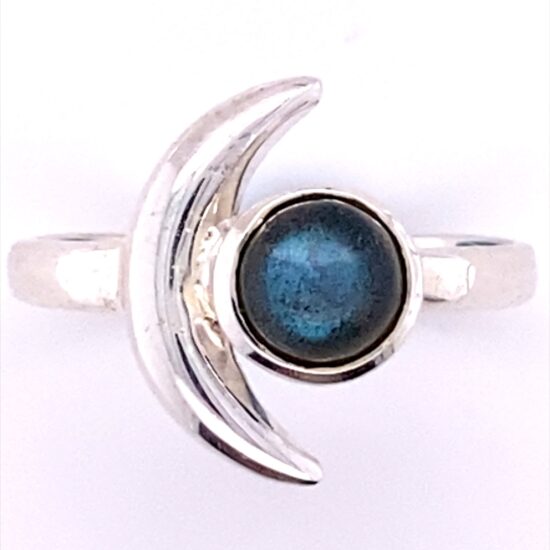 Labradorite Crescent Blue Moon Ring crystal gemstones fashion jewelry