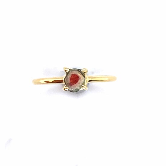 Watermelon Tourmaline Slice Gold Vermeil Ring jewelry for your business