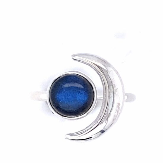 Labradorite Crescent Moon Ring 925 silver grow your business
