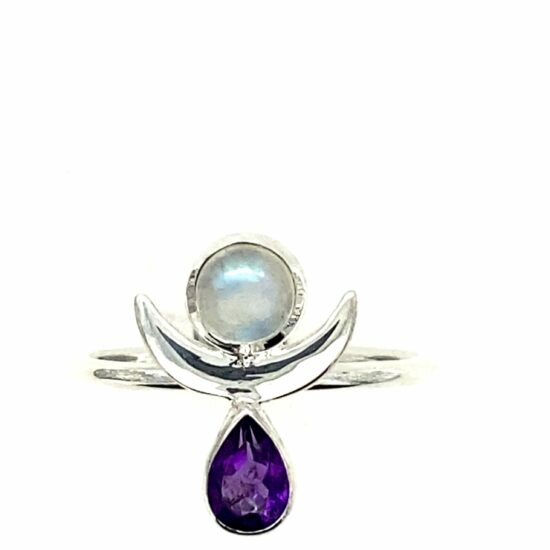 Moonstone Amethyst Crescent Moon Ring crystal jewelry wholesalers exclusive designs